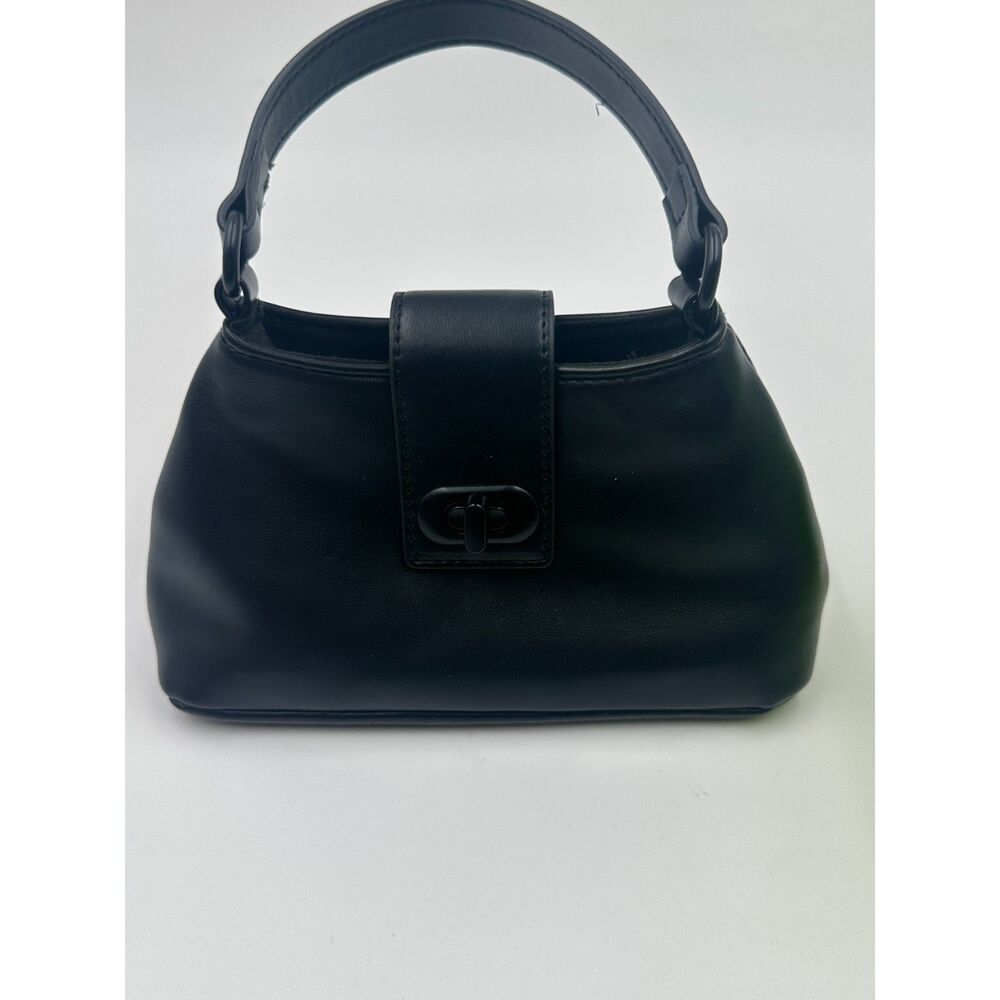 FOREVER 21 Mini Purse w/ Strap Turn Lock 8" x 8" Strap Modern Chic Black EUC